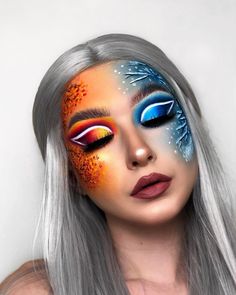 Neck-up Halloween masterpieces for pandemic parties. Halloweenský Makeup, Christmas Eye Makeup, Christmas Makeup Look, Cool Halloween Makeup, Face Art Makeup, Amazing Halloween Makeup, Halloween Makeup Inspiration