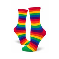 classic rainbow striped pride themed womens multi novelty crew socks