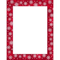 a red and white frame with snowflakes on the edges, in front of a white background