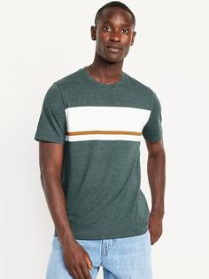 Crew-Neck Striped T-Shirt | Old Navy Holiday Gifts For Men, Old Navy Men, Striped T Shirt, Mens Crew Neck, Toddler Boys, Rib Knit, Old Navy, Short Sleeves, Relaxed Fit