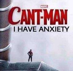 a man standing on top of a building next to the words cant - man i have