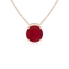 Solitaire Round Ruby Floating Pendant Ruby Pendant, Floating, Ruby, Yellow Gold, Pendant, Free Shipping