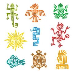 an image of mexican symbols in different colors