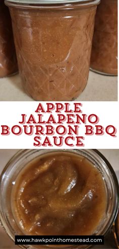 an image of apple jalapeno bourbon bbq sauce in a glass jar