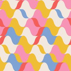 Groovy Wavy Geometric Fabric - ineedfabric.com Retro Fabric Patterns, Groovy Background, African Pattern Design, Flat Vector Illustration, Geometric Pattern Design, Geometric Fabric, Bright Patterns, Retro Fabric, Kids Fabric