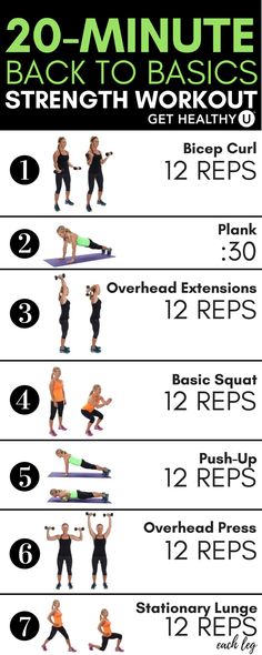 an info sheet shows how to do the back - to - basics workout for beginners