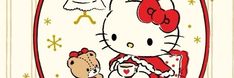 a hello kitty christmas card with a teddy bear