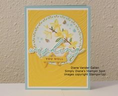 a card with yellow flowers on it and the words wishing you well written in white