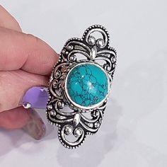 Beautiful Handmade Turquoise Gemstone 925 Silver Ring Sz 8.5-Ar-17564 The Item You See Is The Exact Piece You Will Receive-Excellent Quality & Design~ 100% Brand New-Unique-Turquoise Gemstone-925 Sterling Silver Stamped-Vintage/Antique/Goth Style-Handmade Please See Photos For Shape/Curves/Condition/Colors/Texture/Style/Design/Engraving I Want You To Have The Very Best Shopping Experience, Please Review Item Photos Size 8.5 Adjustable Turquoise Ring With Stone Setting, Turquoise Ring With Stone Setting In Silver, Bohemian Blue Turquoise Ring Stamped 925, Bohemian Silver Turquoise Ring With Stone Setting, Silver Bohemian Turquoise Ring With Stone Setting, Bohemian Turquoise Gemstones In Sterling Silver, Unique Multi-stone Turquoise Ring In Sterling Silver, Goth Ring, Bohemian Sterling Silver Turquoise Ring With Eco-friendly Gemstones