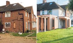 before and after pictures of a brick house