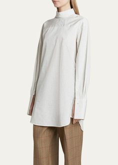 Dries Van Noten Corso Cotton Shirt with Button Closure - Bergdorf Goodman Band Collar, Hungary, Cotton Shirt, Tops Designs, Top Brands, Relaxed Fit, Off White