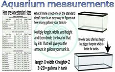 an aquarium with measurements for the size and height, along with instructions on how to use it