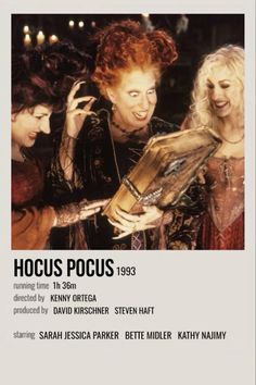 the poster for hoccus pocus 1933 shows three women looking at an open book