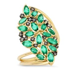 LUCY MALIKA FORTUNA EMERALD STATEMENT RING Green Marquise Emerald Diamond Ring, Marquise Emerald Diamond Ring In Green, Green Emerald Cluster Ring With Rose Cut Diamonds, Marquise Emerald Ring In Yellow Gold, Green Emerald Cluster Ring With Multi-stones, Green Cluster Ring With Rose Cut Diamonds, Yellow Gold Cluster Emerald Ring Fine Jewelry, Green Cluster Rings In 14k Gold, Green 14k Gold Cluster Ring