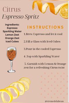 the instructions for how to make citrus sparkling water with lemons and orange peels