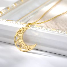 Crescent Moon Pendant Necklace  Type: Necklace Color: Gold Condition: New Material: Alloy Package Includes: 1 Necklace Size:approx. 18 Inches Bohemian Clavicle Chain Necklace With Round Pendant, Bohemian Charm Necklaces With Clavicle Chain, Bohemian Clavicle Chain Charm Necklace, Bohemian Alloy Charm Necklace With Clavicle Chain, Bohemian Charm Necklaces With Delicate Chain, Bohemian Charm Necklace With Delicate Chain, Half Moon Metal Necklace For Gift, Half Moon Metal Necklace For Gifts, Bohemian Crescent Metal Necklaces