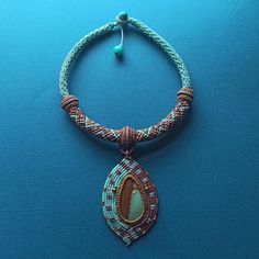 This a unique handmade macrame necklace. The amazing gemstone is a Chrysoprase from India. This is an original design knitted knot by knot. You will not find another one like this macrame talisman.  This necklace is adjustable. Has 2 different sizes around the neck. 8.5' and 9.5' Chrysoprase is a variety of chalcedony known for its assorted green hues and resemblance to jade. Beloved for centuries, chrysoprase stone brings optimism and love to anyone who comes across it. Bohemian Macrame Jewelry For Crafting, Artisan Turquoise Handwoven Jewelry, Artisan Handwoven Turquoise Jewelry, Handmade Turquoise Beaded Necklaces, Handmade Green Bohemian Beads, Gems, And Cabochons, Unique Handmade Turquoise Beaded Necklaces, Handmade Green Bohemian Beads And Cabochons, Handmade Green Turquoise Bohemian Necklace, Handmade Bohemian Green Turquoise Necklace