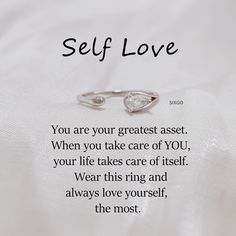 Embrace self-love with our Love Yourself Teardrop Ring! The symbolizes self-love and comes with a message card reminding you to always put yourself first. This inspirational gift is perfect for yourself or your loved ones - a constant reminder to prioritize your own well-being. CARD MESSAGE Self Love You are your greatest asset. When you take care of YOU, your life takes care of itself. Wear this ring and always love yourself, the most. SPECIFICATIONS Size: Adjustable US 6-9 Stone: AAA Grade Cub Self Love Ring, Teardrop Ring, Love You The Most, Jewelry Minimalist, Free Boxes, Birthday Jewelry Gift, Always Love You, Love Ring, Love Yourself