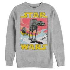 Stop looking for fashion help in Alderaan places! Add a little out-of-this-world style to your wardrobe with some truly epic Star Wars crewneck sweatshirts! If you're all about the All Terrain Armored Transport then we have the perfect sweatshirt for you! Transport yourself to a galaxy far, far away with a cool new distressed Star Wars AT-AT Scene Men's Gray Crewneck Sweatshirt featuring the iconic movie scene of AT-ATs walking across the Hoth base. Pop Culture Winter Sweatshirt With Character Print, Winter Crew Neck Sweatshirt With Character Print, Winter Pop Culture Crew Neck Tops, Winter Sweatshirt With Character Print And Relaxed Fit, Winter Crew Neck Sweatshirt With Front Print, Winter Sweatshirt With Front Print And Long Sleeves, Winter Pop Culture Long Sleeve Tops, Winter Long Sleeve Sweatshirt With Front Print, Winter Long Sleeve Pop Culture Tops