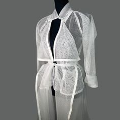 White Trench Coat – Jarix Fashions White Long Summer Outerwear, White Open Front Outerwear For Summer, White Long Outerwear For Spring, White Long Spring Outerwear, Long White Spring Outerwear, White Trench Coat, White Mesh, White Trim, How To Feel Beautiful