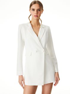 This lightweight shirt dress is the perfect mini dress, featuring an adjustable tie waist and a front button closure. alice + olivia Marie Button Down Shirt Dress in Off White, Size Medium Blazer Romper, Skort Romper, Jumpsuit And Blazer, Chic Blazer, Button Down Shirt Dress, Alice And Olivia, Leather Dresses, Monterey, Alice Olivia