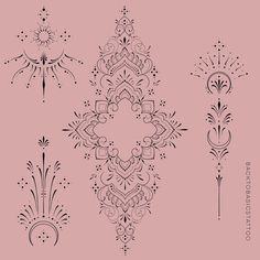 four different designs on a pink background