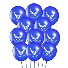 blue balloons with air force insignia on them