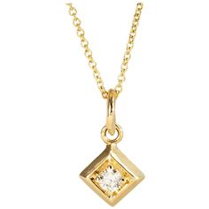 The Diamond Formation Square Pendant Necklace holds a conflict-free 3mm diamond at the center of its beveled surface. Paired with a delicate 1mm Italian made chain in 16”. This pendant can be layered with other necklaces or worn alone. Crafted in solid 14k gold, the The Formation Square Pendant is designed to last and move with you — A future classic for any moment or style. - Solid recycled 14k yellow gold - 3mm ethically sourced and conflict-free diamond - Designed for comfort and effortless w Square Pendant Necklace, Square Necklace, Solitaire Pendant Necklace, Triangle Pendant, Circle Pendant Necklace, Necklace Chain Lengths, Square Earrings Studs, Square Pendant, Square Diamond