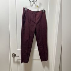 Size 2s Express Ankle Dress Pant Burgundy Color Nwot Fitted Burgundy Pants For Work, Chic Burgundy Pants For Spring, Elegant Burgundy Pants For Spring, Burgundy Cotton Pants For Work, Spring Burgundy Pants For Workwear, Burgundy Pants For Spring Workwear, Chic Burgundy Workwear Pants, Ankle Dress Pants, Ankle Dress