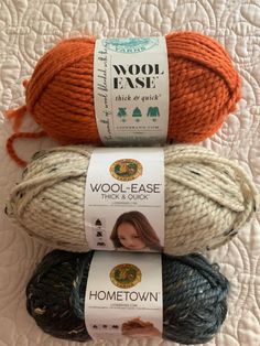 three skeins of wool - ease thick & quick yarn