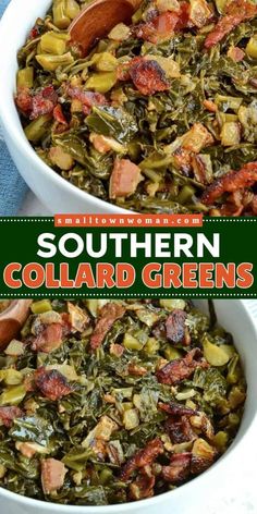 this southern collard greens casserole is loaded with bacon and green beans