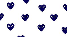 blue hearts with eyes are shown in this seamless pattern