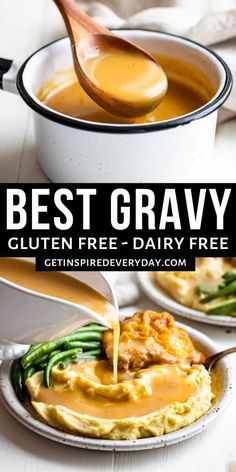 Game-changing and incredibly tasty, this Gluten Free Gravy is perfect for any Roast Chicken or Slow Cooker Pot Roast! This gluten free version of gravy is so good, no one ever knows it's gluten free. It's perfect for family meals and you'll find my dairy free options below as well. This classic recipe is great for everything from Sunday dinners, to your next Thanksgiving feast. It's also incredibly tasty paired with my Best Mashed Potatoes for the ultimate comfort food. Clean Gravy Recipe, Gf Dairy Free Thanksgiving Recipes, Slow Cooker Recipes No Dairy, Keto Gluten Free Thanksgiving Recipes, Dairy Free Turkey Thanksgiving, Thanksgiving Recipes Gluten And Dairy Free, Thanksgiving Gf Recipes, Gluten And Dairy Free Fall Recipes, Dairy And Egg Free Thanksgiving Recipes