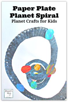 paper plate planet spiral craft for kids with space and planets in the center, on a white background