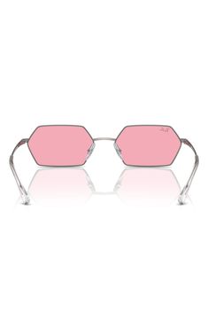 A sleek geometric silhouette adds retro-cool appeal to stylish sunnies fitted with adjustable nose pads for a secure fit. 58mm lens width; 18mm bridge width; 145mm temple length 100% UV protection Adjustable nonslip nose pads Metal Imported Music Festival Stage, Festival Stage, Bearded Lady, Perfume Gift Sets, Womens Watches Luxury, Perfume Gift, Cool Sunglasses, Rectangular Sunglasses, Rectangle Sunglasses