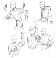 some sketches of people doing different poses