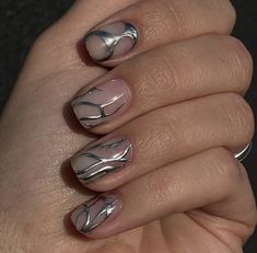 Metallic Nails Design Short, Short Nails Metallic, Metallic Short Nails, Short Metallic Nails, Metallic Nails Short, Turkey Nails, Metallic Nails Design, Faded Nails, Short Nail Manicure