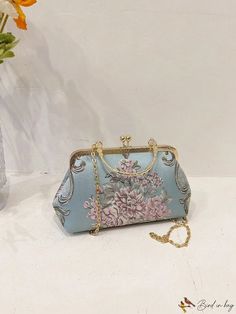 BirdinBag - Exquisite Embroidered Hand-Held Bag for Wedding Banquets Formal Embroidered Top Handle Shoulder Bag, Elegant Satchel Shoulder Bag With Floral Embroidery, Evening Handheld Shoulder Bag With Floral Embroidery, Elegant Embroidered Satchel Shoulder Bag, Handheld Floral Embroidered Shoulder Bag For Evening, Elegant Floral Embroidered Satchel Shoulder Bag, Handheld Floral Embroidery Shoulder Bag For Evening, Handheld Floral Embroidery Evening Shoulder Bag, Embroidered Satchel Evening Bag