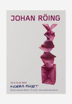 an advertisement for the museum of modern art featuring pink origami pieces on white paper