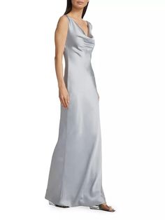 Crafted of crêpê-backed satin, Norma Kamali's stunning sleeveless gown showcases a draped cowlneck and dramatic fishtail train..Cowlneck.Sleeveless.Fishtail train.Pulls over.100% polyester.Hand wash.Imported.SIZE & FIT.About 66.25' from shoulder to hem.Model measurements: 5'10' tall.Model is wearing a US size Small.Crafted of crêpê-backed satin, Norma Kamali's stunning sleeveless gown showcases a draped cowlneck and dramatic fishtail train.CowlneckSleevelessFishtail trainPulls over100% polyesterHand washImportedSIZE & FITAbout 66.25' from shoulder to hemModel measurements: 5'10' tallModel is wearing a US size Small Fitted Pre-draped Sleeveless Gown, Fitted Satin Finish Pre-draped Gown, Elegant Fitted Full Length Satin Dress, Formal Evening Dress With Bias Cut And Cowl Back, Fitted Sleeveless Gown With Satin Finish, Fitted Satin Gown With Bias Cut, Formal Cowl Neck Satin Dress With Bias Cut, Silk Evening Dress With Cowl Back For Wedding, Silk Gown With Bias Cut And Cowl Back