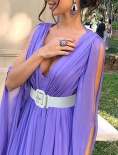 A-Line Wedding Guest Dresses Maxi Dress Wedding Party Dress Black Tie – DingJiDress Ruffle Prom Dress, Purple Prom, Maxi Dress Outfit, Purple Prom Dress, Maxi Dress Wedding, Elegant Dresses For Women, Dresses Dresses, Dresses Elegant, Prom Dresses With Sleeves