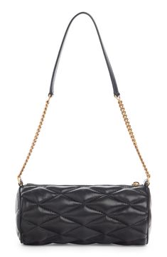 Puffer-inspired diamond quilting textures this lambskin leather bag featuring a tubular silhouette with antiqued YSL hardware for a bit of low-key branding. Top zip closure Chain-and-leather shoulder strap Leather Made in Italy Designer Handbags Leather Shoulder Bag With Diamond Quilting, Evening Leather Shoulder Bag With Diamond Quilting, Leather Evening Shoulder Bag With Diamond Quilting, Leather Shoulder Bag With Diamond Quilting For Evening, Bronze Hardware, Diamond Quilt, Quilted Leather, Leather Chain, Low Key