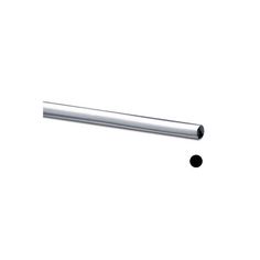 a metal tube with a black dot on the side next to it and a white background