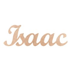 the word asac in gold foil on a white background