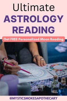 the ultimate guide to astrology reading with text overlay that reads, get free personalized moon reading