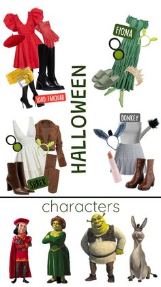 an image of halloween characters in different costumes