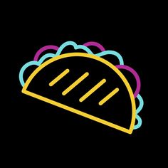 the neon taco logo is shown on a black background