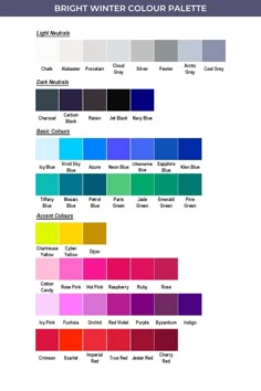 the color chart for different shades of paint