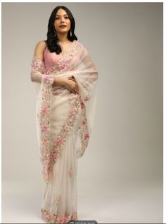 Indian Sari Dress, Kalki Fashion, Desi Fashion Casual, White Saree