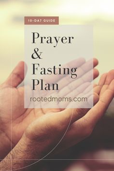 two hands cupping their palms together with the words prayer and fasting plan in front of them